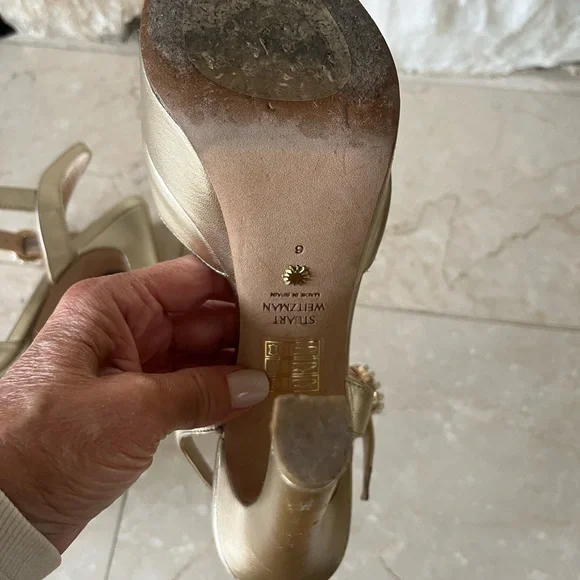 Stuart Weitzman Metallic Gold Heels - Picture 6 of 8